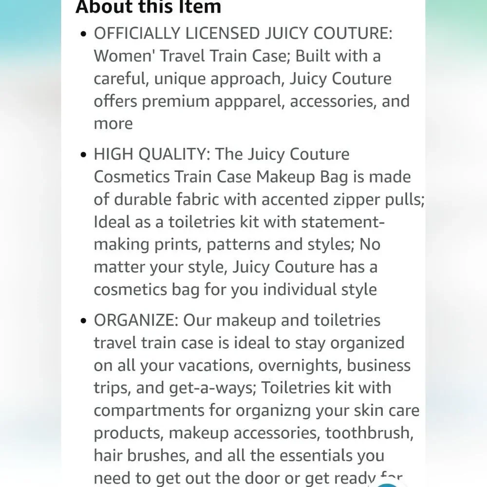 Juicy‎ Couture Signature Heart Velour Cosmetic Traincase